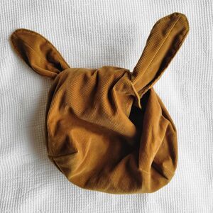 MERIT BEAUTY Small Corduroy Brown Bag 8"x8" Cosmetic Makeup Bucket Pouch Tie Top